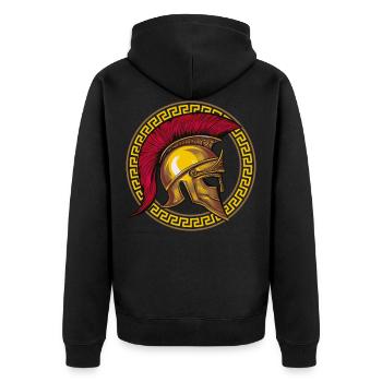 spartaner helm symbol - Unisex Premium Bio Zip Hoodie - Schwarz - Hinten - Nico (187cm)