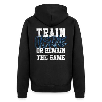 Train Fitness Insane Training - Unisex Premium Bio Zip Hoodie - Schwarz - Hinten - Nico (187cm)