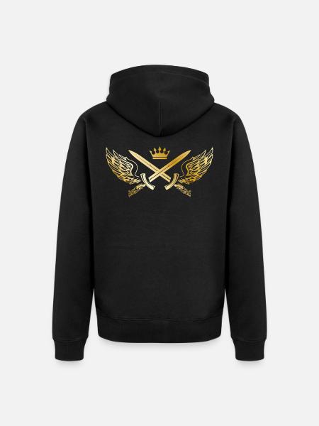 sword crest gold crown - Unisex Premium Organic Zip Hoodie - black