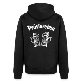 Bier Trinkspruch Bierkrug Prost Prösterchen - Unisex Premium Bio Zip Hoodie - Schwarz - Hinten - Nico (187cm)