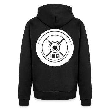 hantel symbol gewichte - Unisex Premium Bio Zip Hoodie - Schwarz - Hinten - Nico (187cm)