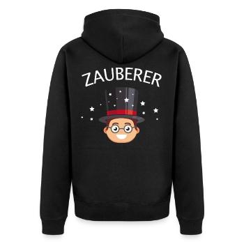 Zauberer Zaubern Junge - Unisex Premium Bio Zip Hoodie - Schwarz - Hinten - Nico (187cm)