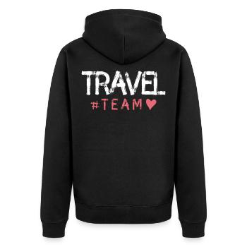 Voyage coeur de l'équipe de voyage - Veste à capuche bio Premium Unisexe - noir - Dos - Nico (187cm)