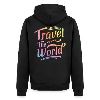 World Travel Travel Vacation - Veste à capuche bio Premium Unisexe - noir - Dos - Nico (187cm)