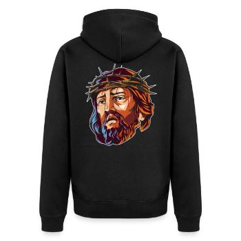 Tête de Jésus-Christ - Veste à capuche bio Premium Unisexe - noir - Dos - Nico (187cm)