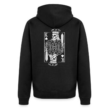 König Poker Karte Skelett - Unisex Premium Bio Zip Hoodie - Schwarz - Hinten - Nico (187cm)