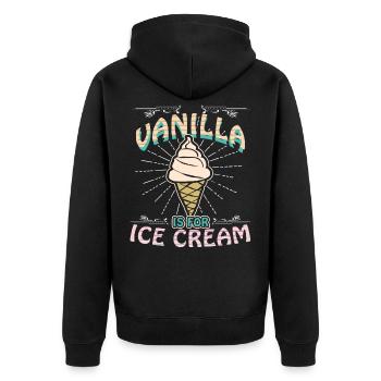 Vanilla is for Ice Cream Retro Domina Sklavin Bond - Unisex Premium Bio Zip Hoodie - Schwarz - Hinten - Nico (187cm)