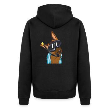 Wachhung macht Urlaub - Unisex Premium Bio Zip Hoodie - Schwarz - Hinten - Nico (187cm)
