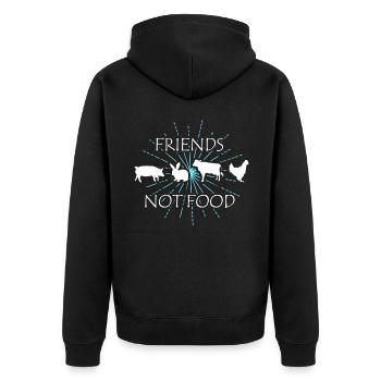Friends not Food retro - Unisex Premium Organic Zip Hoodie - black - Back - Nico (187cm)