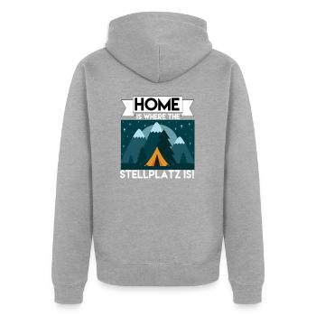 Campen - Unisex Premium Bio Zip Hoodie - Grau meliert - Hinten - Nico (187cm)