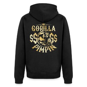 Gorilla Pimpin Hustle - Veste à capuche bio Premium Unisexe - noir - Dos - Nico (187cm)