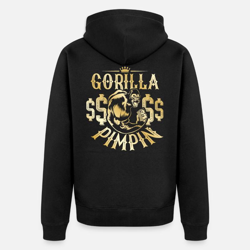 Gorilla Pimpin Hustle - Veste à capuche bio Premium Unisexe - noir
