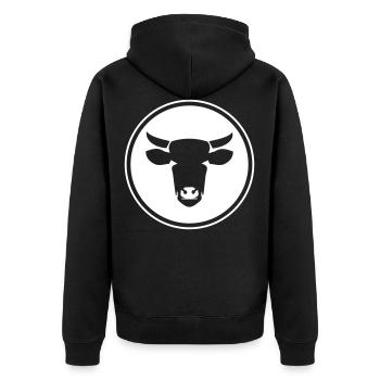 Kuh Kopf Cow Symbol - Unisex Premium Bio Zip Hoodie - Schwarz - Hinten - Nico (187cm)