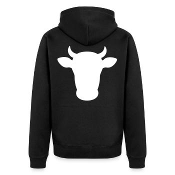 cow head beef - Unisex Premium Organic Zip Hoodie - black - Back - Nico (187cm)