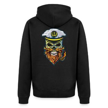 Tatouage cool de crâne de capitaine squelette - Veste à capuche bio Premium Unisexe - noir - Dos - Nico (187cm)
