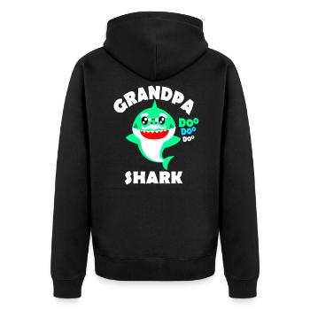 Opa Hai in der Familie und im Meer - Unisex Premium Bio Zip Hoodie - Schwarz - Hinten - Nico (187cm)