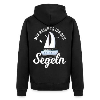 Enough for me I go sailing sailing clothes - Unisex Premium Organic Zip Hoodie - black - Back - Nico (187cm)