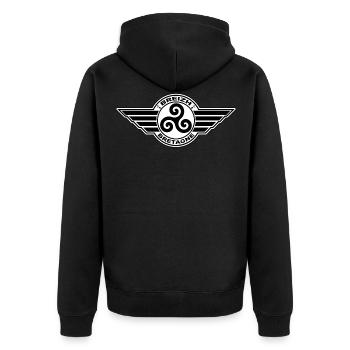Brittany - Breizh - Unisex Premium Organic Zip Hoodie - black - Back - Nico (187cm)