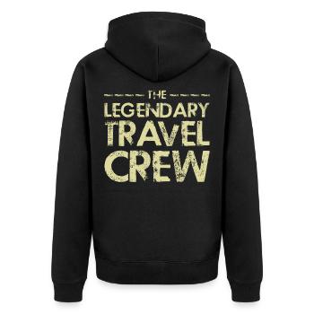 Travel Crew Spruch - Unisex Premium Bio Zip Hoodie - Schwarz - Hinten - Nico (187cm)