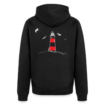 Lighthouse gulls Baltic Sea North Sea hand drawing NEW - Unisex Premium Organic Zip Hoodie - black - Back - Nico (187cm)
