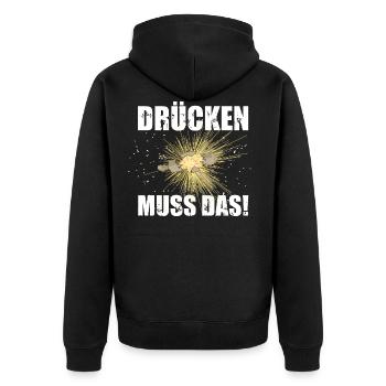 Pyro Drücken muss das Feuerwerk - Unisex Premium Bio Zip Hoodie - Schwarz - Hinten - Nico (187cm)