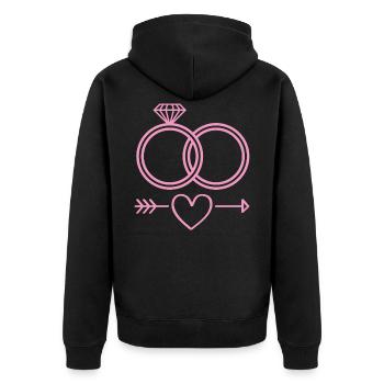 Anneaux de mariage symbole icône anneaux - Veste à capuche bio Premium Unisexe - noir - Dos - Nico (187cm)