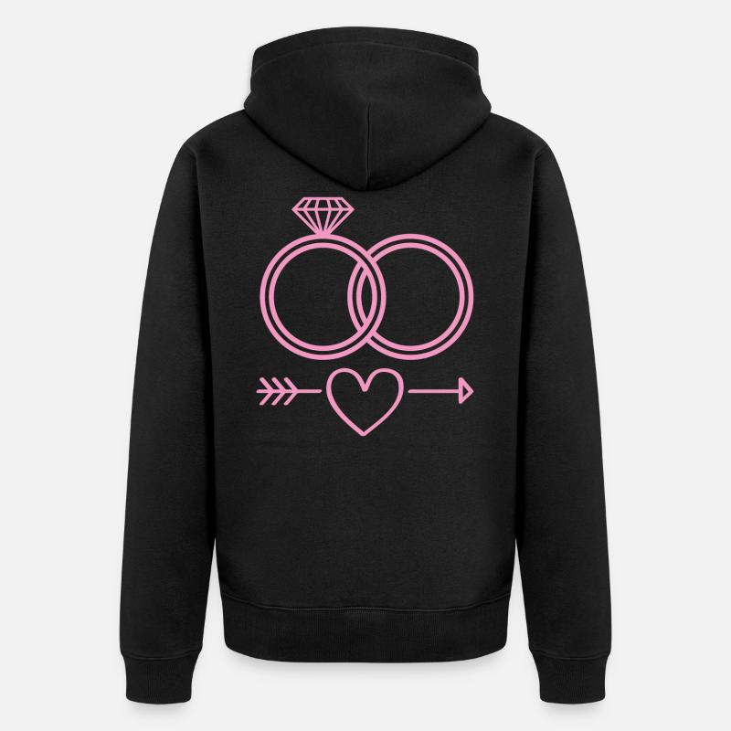 Eheringe Symbol Icon Ringe - Unisex Premium Bio Zip Hoodie - Schwarz