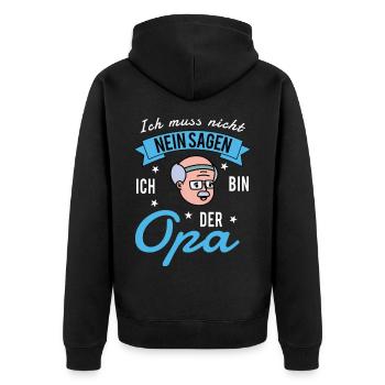 Herren Ich bin der Opa Großvater - Unisex Premium Bio Zip Hoodie - Schwarz - Hinten - Nico (187cm)