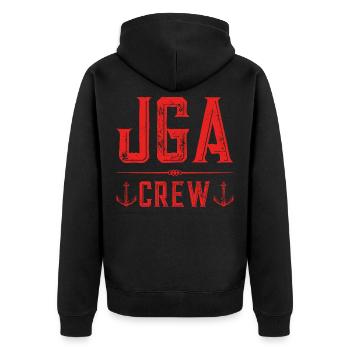 Jga Crew Anker - Unisex Premium Bio Zip Hoodie - Schwarz - Hinten - Nico (187cm)
