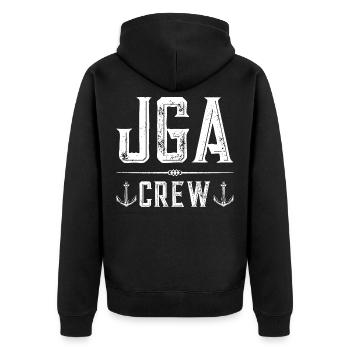 Jga Crew Anker - Unisex Premium Bio Zip Hoodie - Schwarz - Hinten - Nico (187cm)