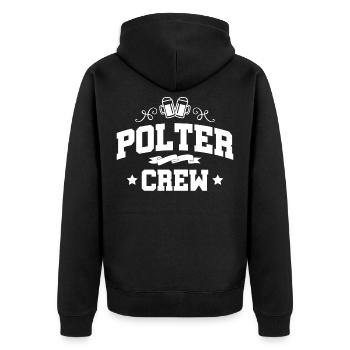 Polter Crew Polterabend Team - Unisex Premium Bio Zip Hoodie - Schwarz - Hinten - Nico (187cm)