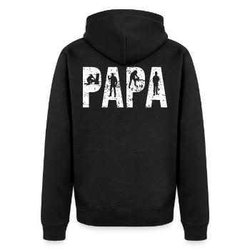 Bûcher papa cadeau fête des pères tronçonneuse - Veste à capuche bio Premium Unisexe - noir - Dos - Nico (187cm)