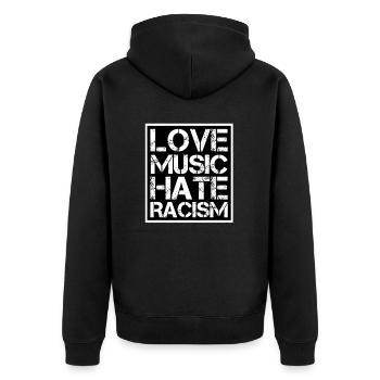 Love Music Hate Racism - Veste à capuche bio Premium Unisexe - noir - Dos - Nico (187cm)