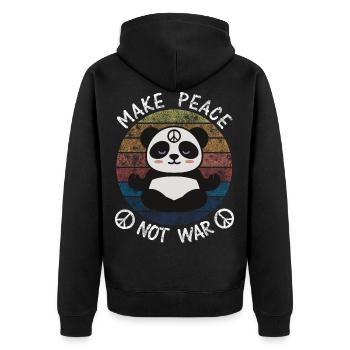 Hippie panda peace not war - Unisex Premium Organic Zip Hoodie - black - Back - Nico (187cm)