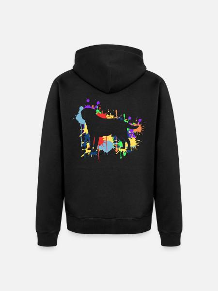 Der schöne & frohe farbige Regenbogen Labrador - Unisex Premium Bio Zip Hoodie - Schwarz