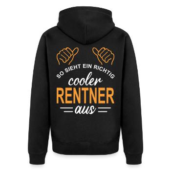 Ruhestand cooler Rentner Pension - Unisex Premium Bio Zip Hoodie - Schwarz - Hinten - Nico (187cm)