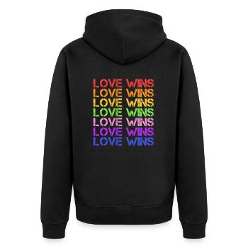 Love wins - Unisex Premium Organic Zip Hoodie - black - Back - Nico (187cm)