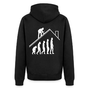 Handwerker Dachdecker Zimmermann Evolution Hausbau - Unisex Premium Bio Zip Hoodie - Schwarz - Hinten - Nico (187cm)