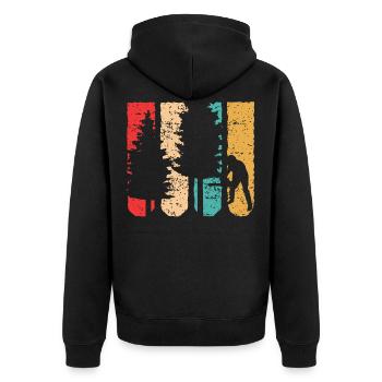 Retro Holzfäller Kettensäge Holz Wald Geschenk - Unisex Premium Bio Zip Hoodie - Schwarz - Hinten - Nico (187cm)