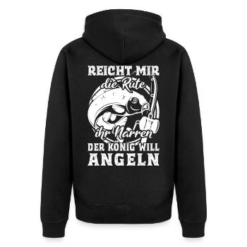 Reicht mir die Rute Angeln Angler Fischen Fisch - Unisex Premium Bio Zip Hoodie - Schwarz - Hinten - Nico (187cm)