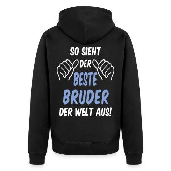 Bester Bruder Der Welt - Unisex Premium Bio Zip Hoodie - Schwarz - Hinten - Nico (187cm)