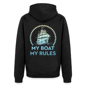 Bootskapitän Mein Boot Meine Regeln Segelboote Seg - Unisex Premium Bio Zip Hoodie - Schwarz - Hinten - Nico (187cm)