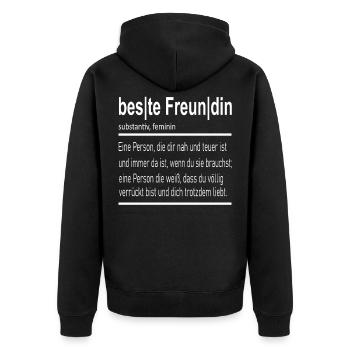 beste Freundin lustige Definition - Unisex Premium Bio Zip Hoodie - Schwarz - Hinten - Nico (187cm)