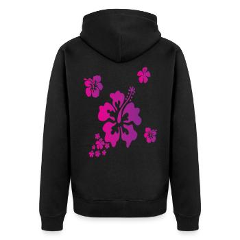 Hawaii Hisbiskus Blumen Urlaub - Unisex Premium Bio Zip Hoodie - Schwarz - Hinten - Nico (187cm)