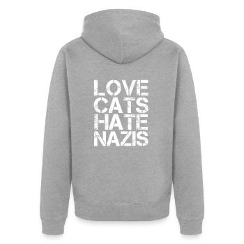 Anti-racisme - Veste à capuche bio Premium Unisexe - gris chiné - Dos - Nico (187cm)