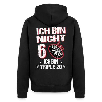 Dart Ich bin nicht 60 ich bin Triple 20 Geburtstag - Unisex Premium Bio Zip Hoodie - Schwarz - Hinten - Nico (187cm)