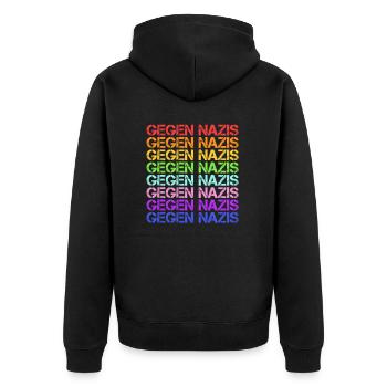Gegen Rassismus Gegen Nazis Antirassismus Geschenk - Unisex Premium Bio Zip Hoodie - Schwarz - Hinten - Nico (187cm)