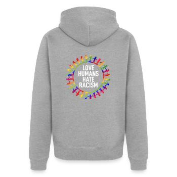 Contre le racisme Nazis contre le racisme Anti racisme - Veste à capuche bio Premium Unisexe - gris chiné - Dos - Nico (187cm)