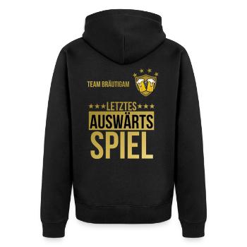 JGA Junggesellenabschied Bier Alk Team Bräutigam - Unisex Premium Bio Zip Hoodie - Schwarz - Hinten - Nico (187cm)