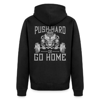 Gorilla Beast Silberrücken Push - Unisex Premium Bio Zip Hoodie - Schwarz - Hinten - Nico (187cm)